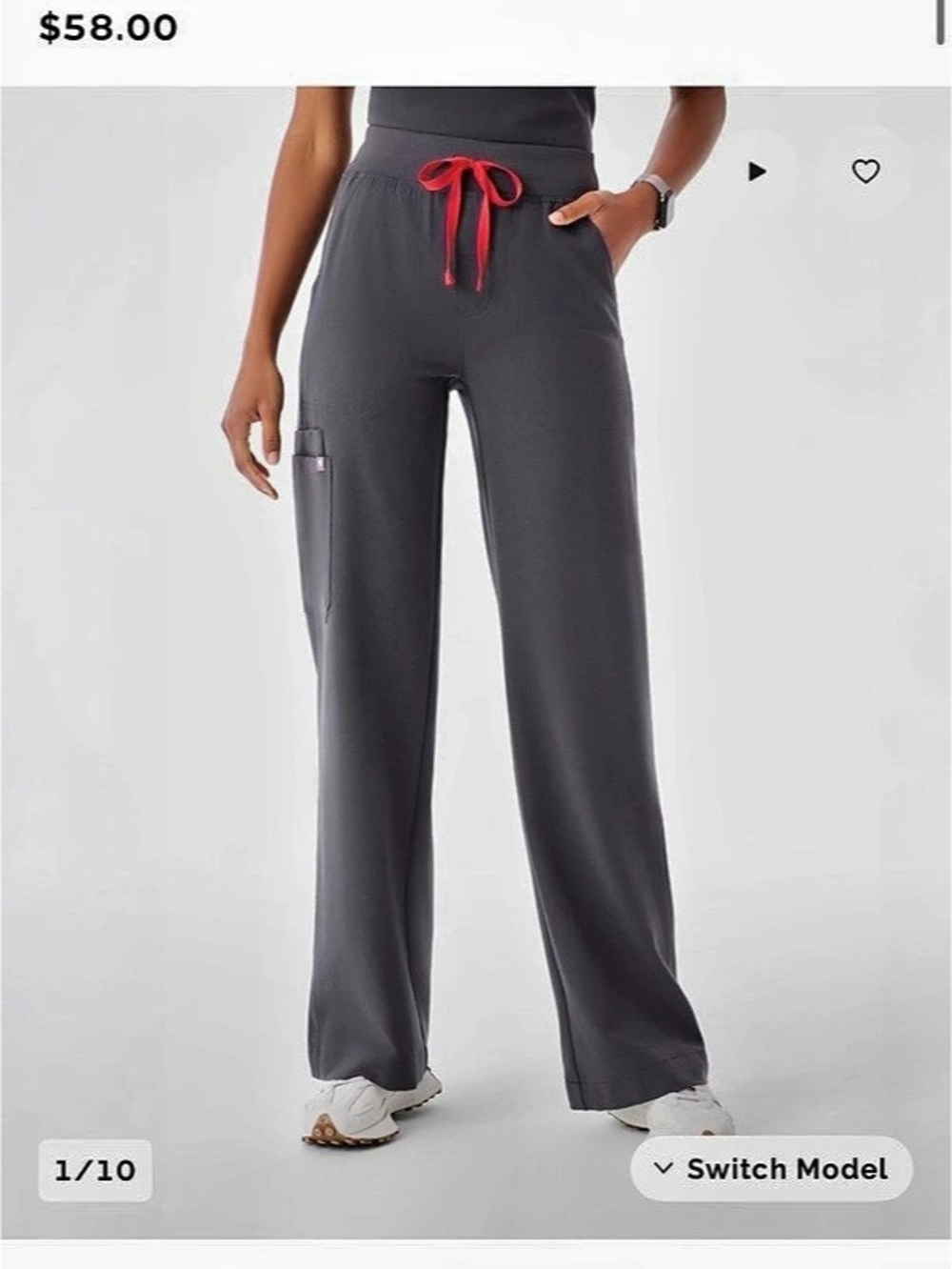 FIGS Isabel High-Rise Wide-Leg Scrub Pant Charcoal